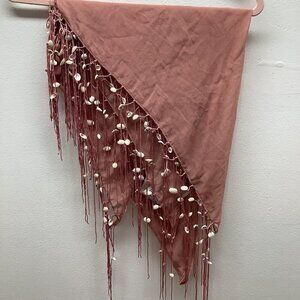 Zuliana Mauve With Sea Shell Beads Sarong, Shawl, Cover Up New With Tags